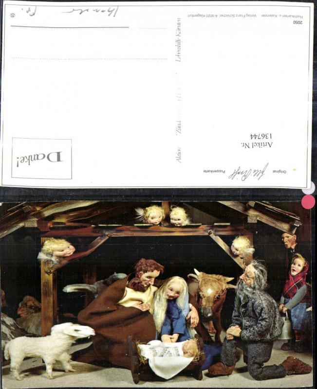 136744,Puppen Elli Riehl 2050 Spielzeug Jesuskind Krippe Bethlehem Engel Heilige Familie Stall