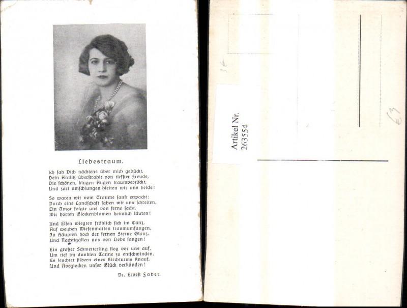 263554,Künstler Ak Frau Portrait Text Liebestraum v. Ernest Faber