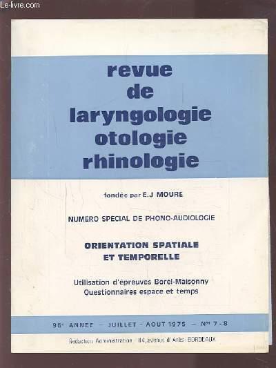 REVUE DE LARYNGOLOGIE OTOLOGIE ET RHINOLOGIE