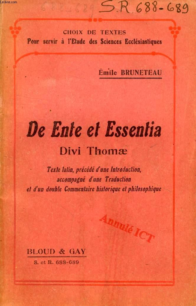 DE ENTE ET ESSENTIA DIVI THOMAE