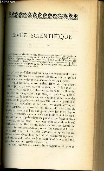 REVUE SCIENTIFIQUE / REVUE LITTERAIRE BIBLIOGRAPHIE (voir SOMMAIRE