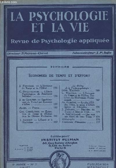 La psychologie et la vie  Revue de psychologie appliquée  5e année n