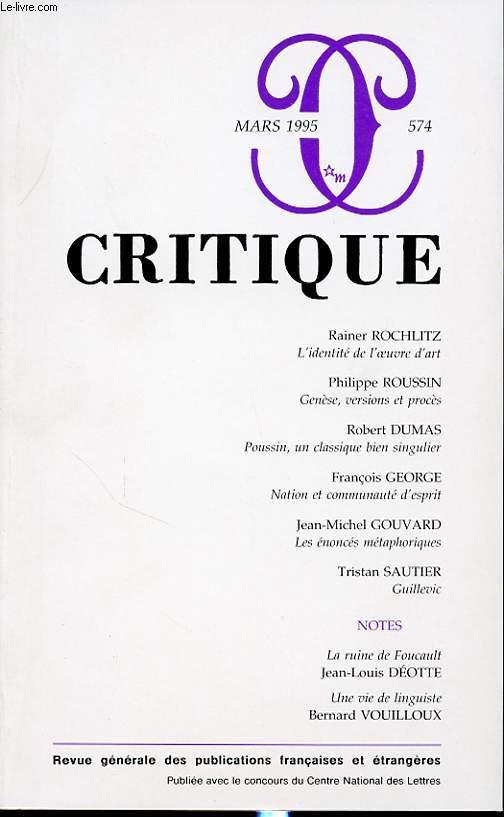 CRITIQUE N°574 : Rainer Rochlitz - L identité de l oeuvre d art.