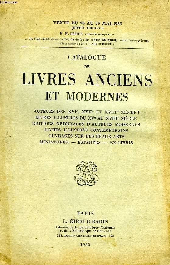 Catalogue de Livres Anciens & Modernes.