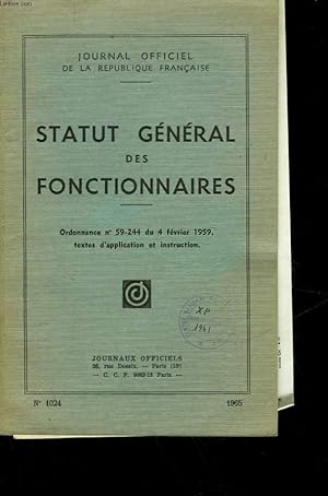 STATUT GENERAL DES FONCTIONNAIRES von COLLECTIF bon Couverture souple