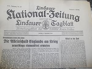 20 x Lindauer National- Zeitung vereinigt mit Lindauer Tagblatt Mitteilungsblat der NSdAP 1937: 2...