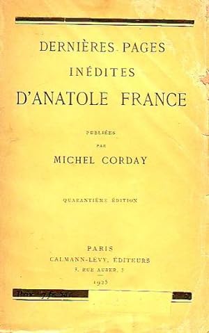Dernières pages inédites d'Anatole France