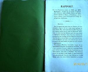 Rapport sur les expériences faites en 1839 par MM Margueron et Perdereau pour l'extraction de l'i...