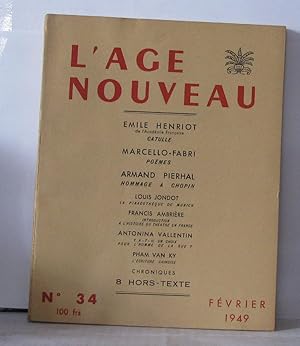 L'âge nouveau, Idées, Lettres, Arts, Numéro 34