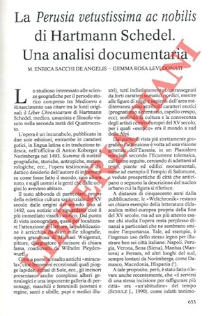 La Perusia vetustissima ac nobilis di Hartmann Schedel. Una analisi documentaria.