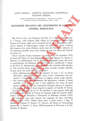 Datazione relativa del giacimento di Loreto (Venosa, Basilicata) .