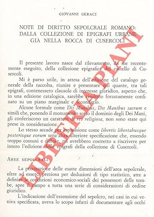 Note di diritto sepolcrale romano: dalla collezione di epigrafi urbane già nella rocca di Cusercoli.