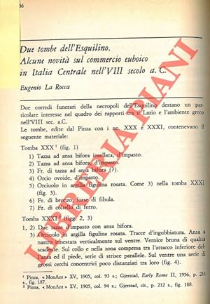Due tombe dell'Esquilino. Alcune novità sul commercio euboico in Italia Centrale nell'VIII sec. a...