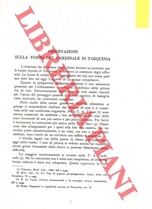 Osservazioni sulla Tomba del Cardinale in Tarquinia.