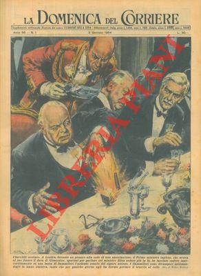 Churchill durante un pranzo lascia cadere inavvertitamente cenere del suo sigaro su busta di fiam...