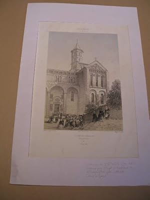 AUVERGNE : PUY-DE-DOME : CLERMONT-FERRAND EGLISE DU PORT LITHOGRAPHIE