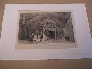 AUVERGNE : PUY-DE-DOME : VUE DE L' UNE DES SALLES DU CHATEAU DE TOURNOEL LITHOGRAPHIE