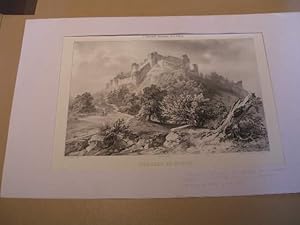 AUVERGNE : PUY-DE-DOME : LE CHATEAU DE MOZUN LITHOGRAPHIE