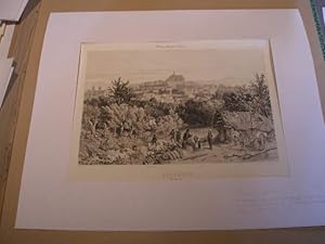 AUVERGNE : PUY-DE-DOME : CLERMONT VUE GENERALE LITHOGRAPHIE