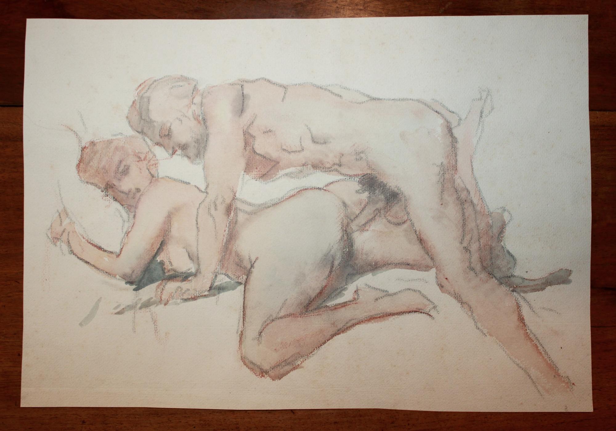 Vialibri Dessin Original érotique Aquarelle Crayon