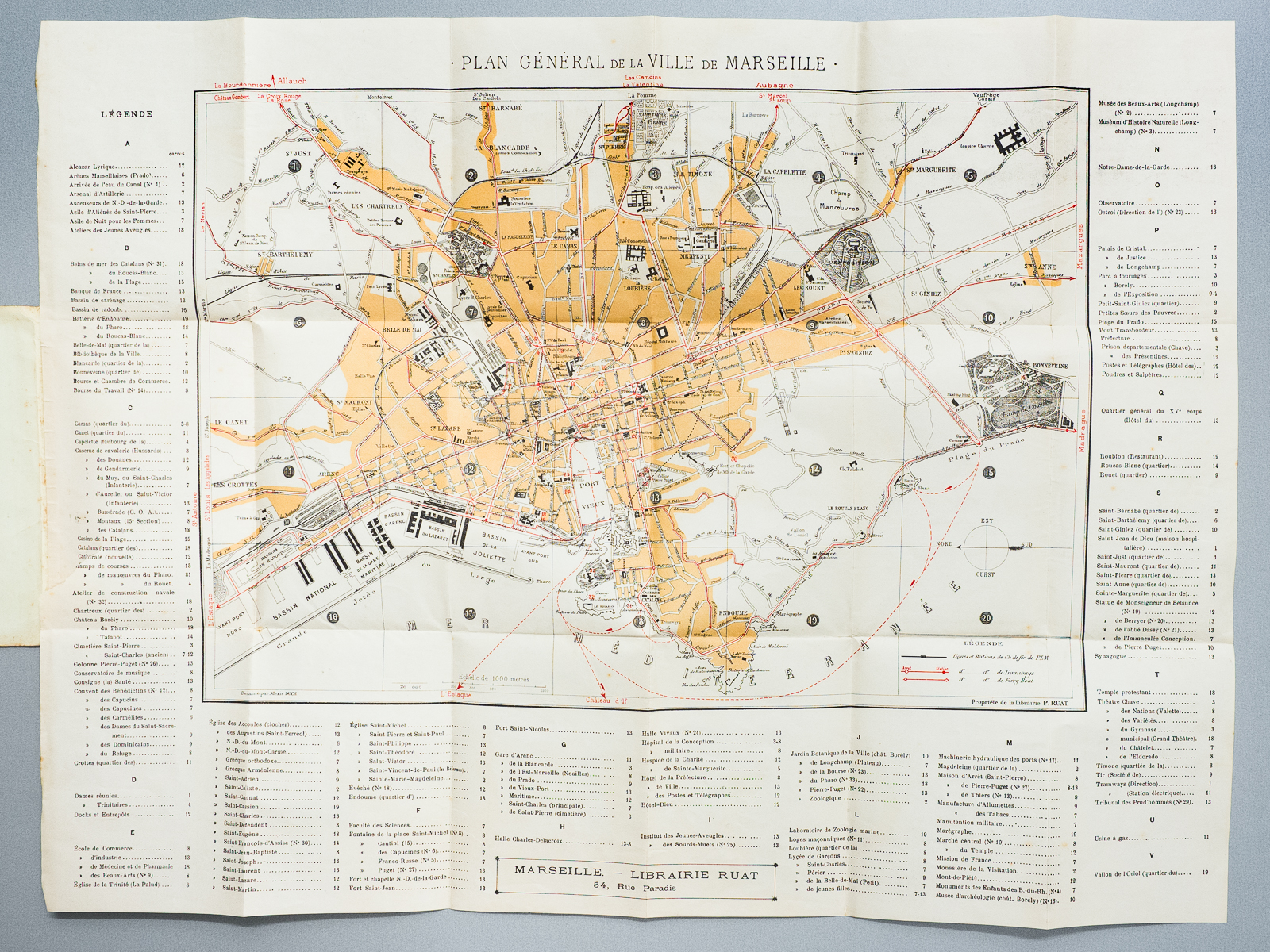Plan de Marseille à l'usage des étrangers. Plan Général de la Ville de