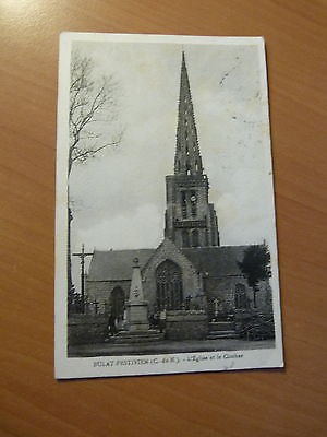 CPA-Bulat-Pestivien-Côtes d'Armor-Bretagne-L'église et le Clocher-1935