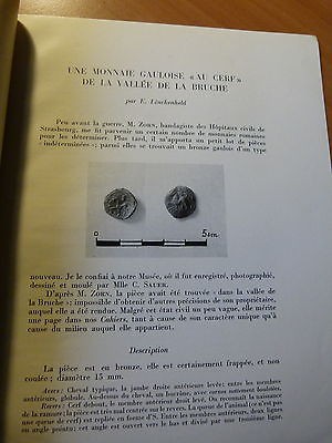 Archéologie-Alsace-Une monnaie gauloise "au cerf" de la vallée de la Bruche-1954