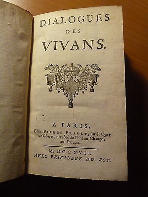 Dialogues des vivans précédé d'une Relation des Champs-Elysées-1717