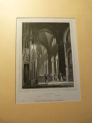 Alsace-Gravure de l'intérieur de l'église de Rouffach-Colmar