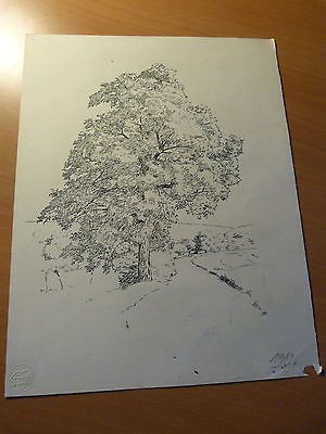 Alsace-Arbre au bord du chemin-Encre de Chine-Atelier Auguste Dubois-Gresswiller