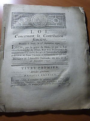 Loi concernant la Contribution foncière-1er Décembre 1790-Alsace-Bas-Rhin