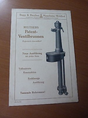 Carton publicitaire-Patent-Ventilbrunnen. Bopp & Reuther. Mannheim-Waldhof