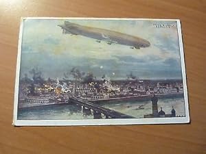 Guerre 14-18-WW I-Zeppelin"Schütte-Lanz" bombardant Varsovie-Pologne-H.R.Shulze