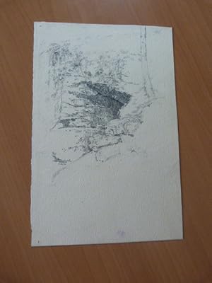 Auguste Dubois. Paysage de roches. Dessin à l'encre de Chine non signé. Alsace