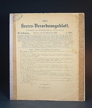 Heeres-Verordnungsblatt. Herausgegeben vom Reichswehrministerium (Heeresverwaltung). 2. Jahrgang,...