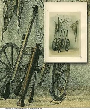 [ARTILLERY] Antique Bronze Cannons and Mortars. ORIGINAL 19th CENTURY TINTED LITHOGRAPH PRINT.