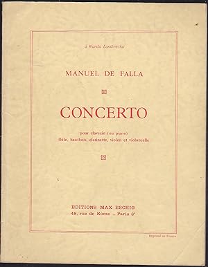 CONCERTO pour clavecin (on piano) flute hautbois clarinette violon et violoncelle -Música escrita