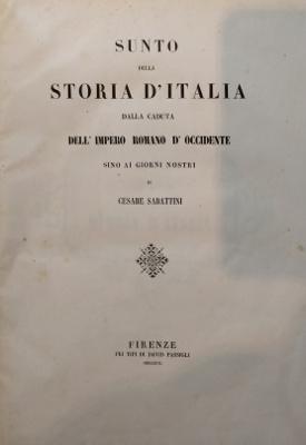 SUNTO DELLA STORIA D'ITALIA DALLA CADUTA DELL'IMPERO ROMANO D'OCCIDENTE