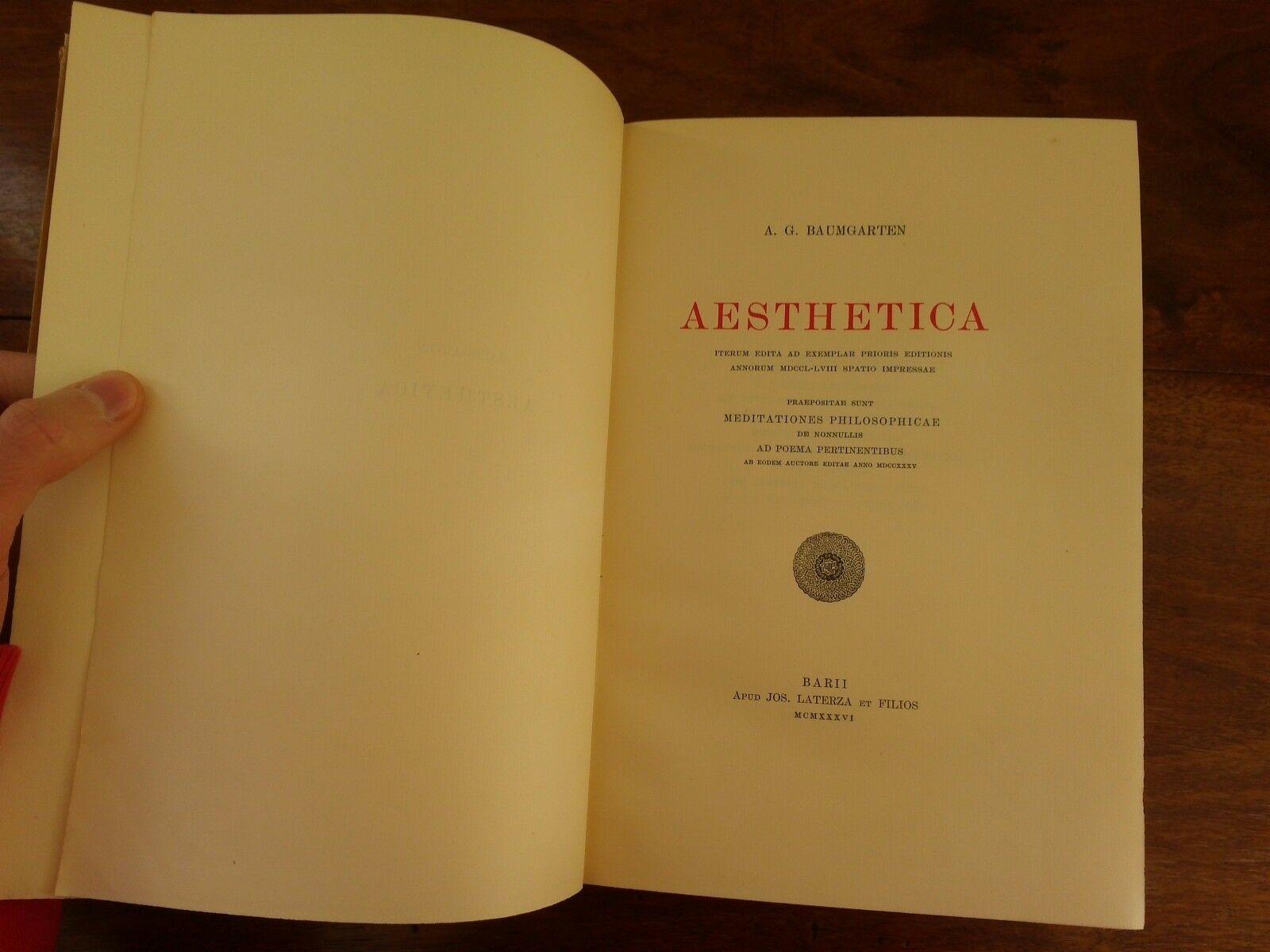 Aesthetica by Alexander Gottlieb Baumgarten Aesthetica by Alexander Gottlieb Baumgarten