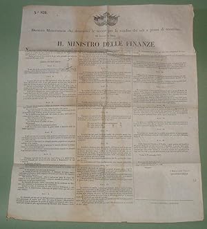 Decreto Ministeriale 26 Settembre 1862 firmato Quintino Sella. La vendita del sale.