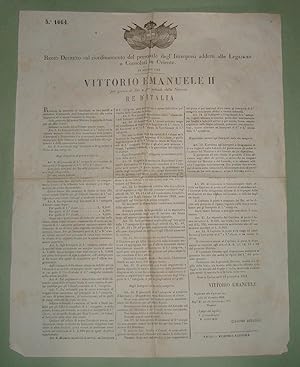 Regio Decreto 18 Settembre 1862 sul riordinamento del personale degl Interpreti addetti alle Lega...