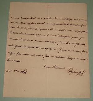 Lettera autografa firmata datata 2 Ottobre 1808