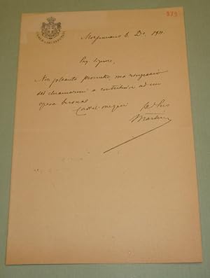 Lettera autografa firmata.