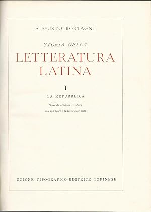 Storia della LETTERATURA LATINA. VOLUME I. LA REPUBBLICA