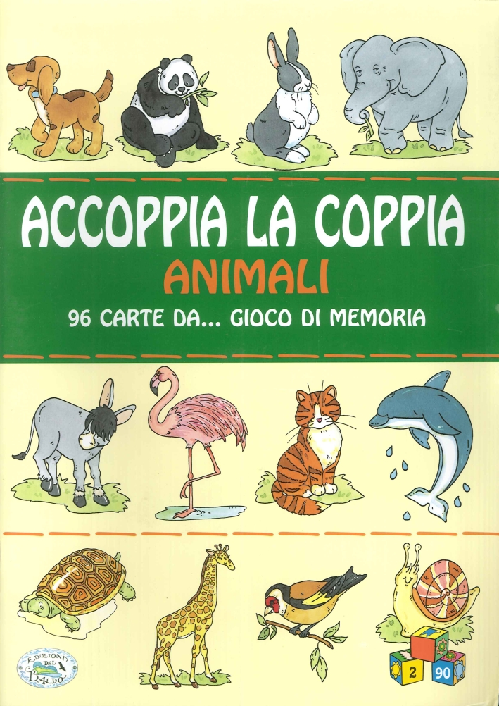 Accoppia la Coppia. Animali. 96 Carte Da. Gioco di Memoria.