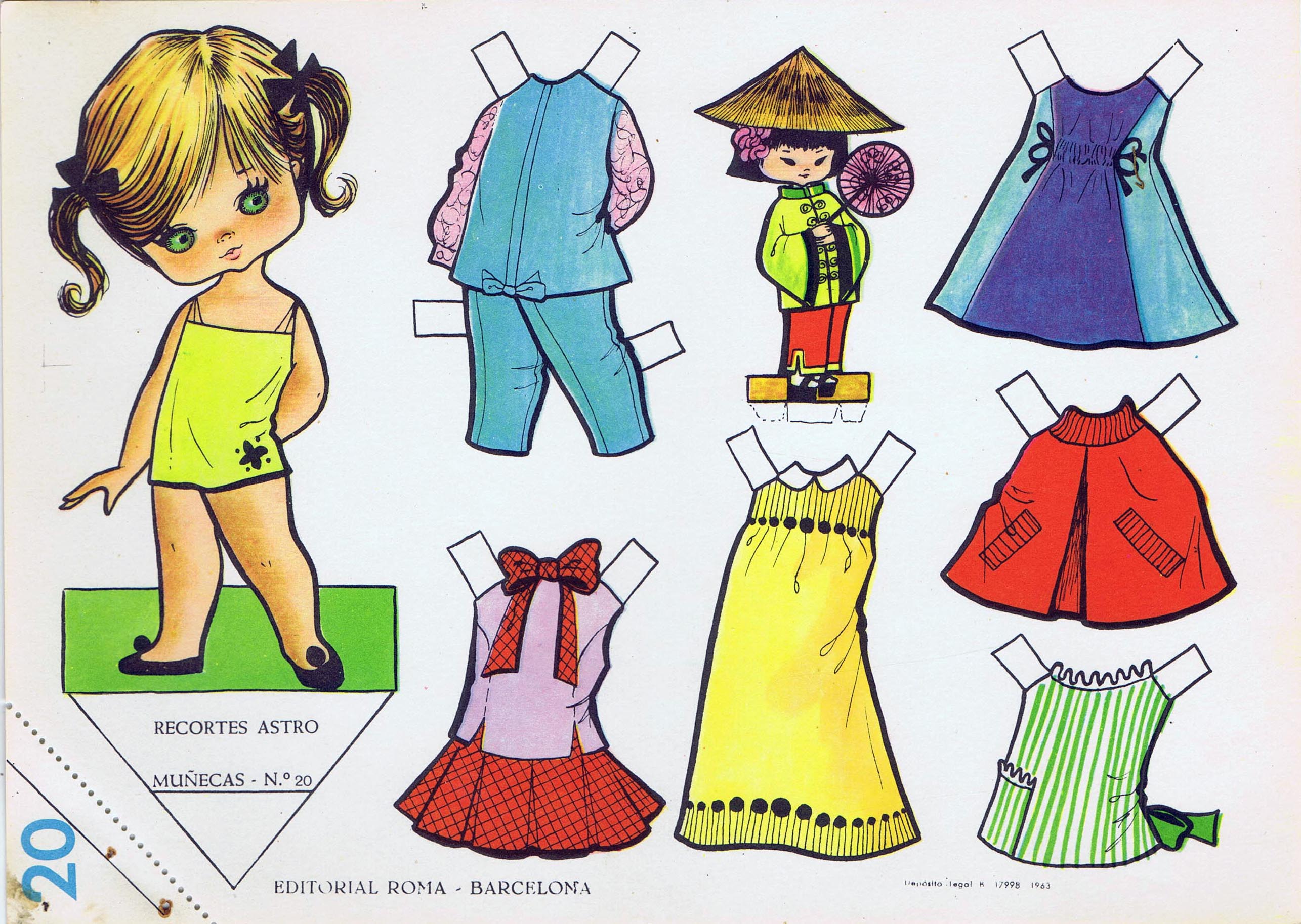 muñecas recortables antiguas listas para imprimir