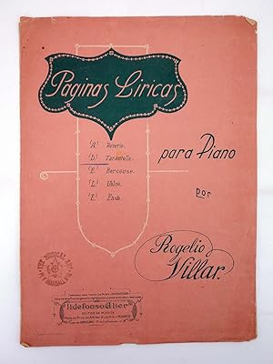 PÁGINAS LÍRICAS PARA PIANO (Rogelio Villar) Ildefonso Alier, s/f