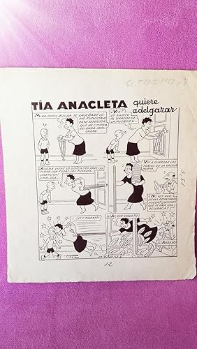 DIBUJO ORIGINAL DE TINEZ, TIA ANACLETA QUIERE ADELGAZAR, 35X35 (TBO)