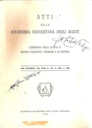 ATTI DELLA ACCADEMIA ROVERETANA DEGLI AGIATI SERIE VI VOL. II FASC. A 1960