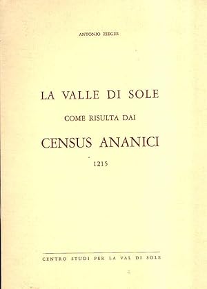 LA VALLE DI SOLE COME RISULTA DAI CENSUS ANANICI 1215